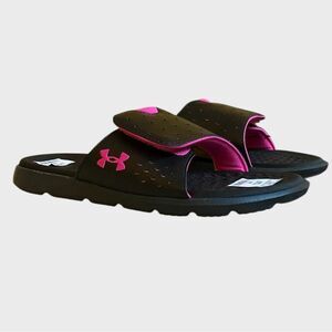 NWT Under Armour Women's Ignite Pro 7 Slide Sandals Sz 10 Sport Slide Pink Black